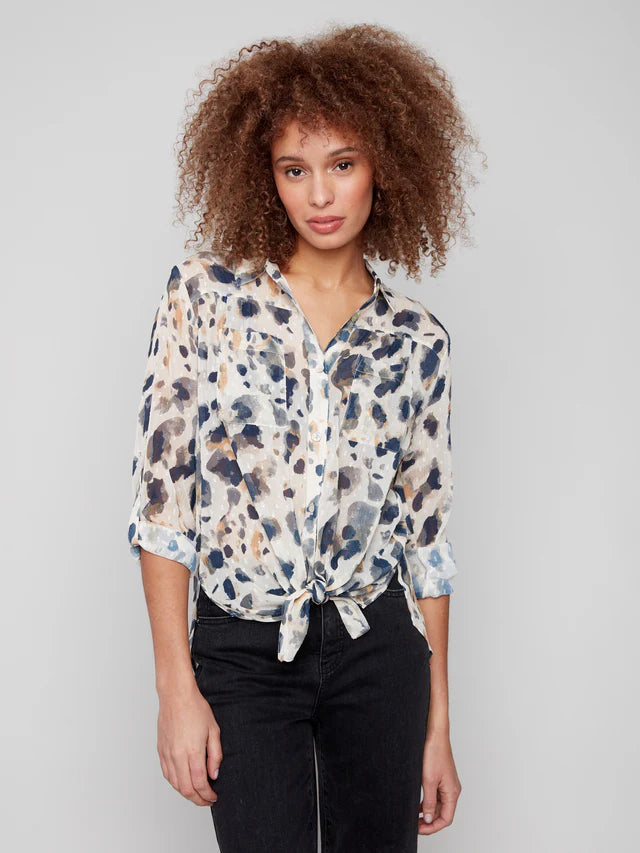 Charlie B Printed Button-Up Blouse - Animal