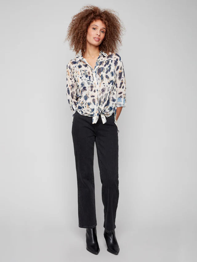 Charlie B Printed Button-Up Blouse - Animal