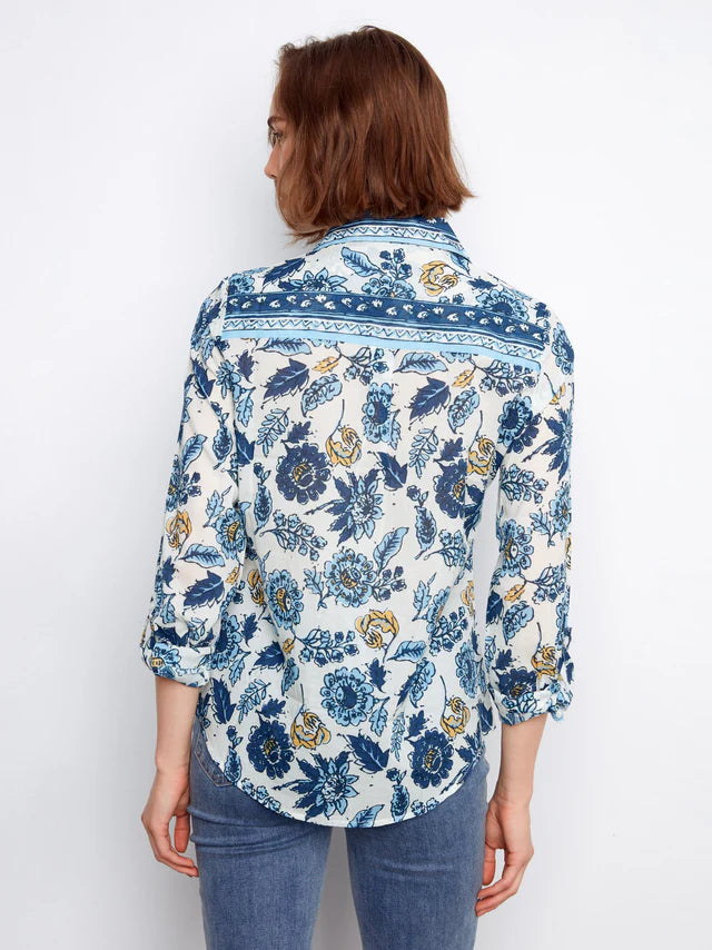 Charlie B Printed Cotton Voile Button-Up Blouse - Bloselle