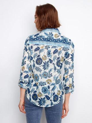 Charlie B Printed Cotton Voile Button-Up Blouse - Bloselle