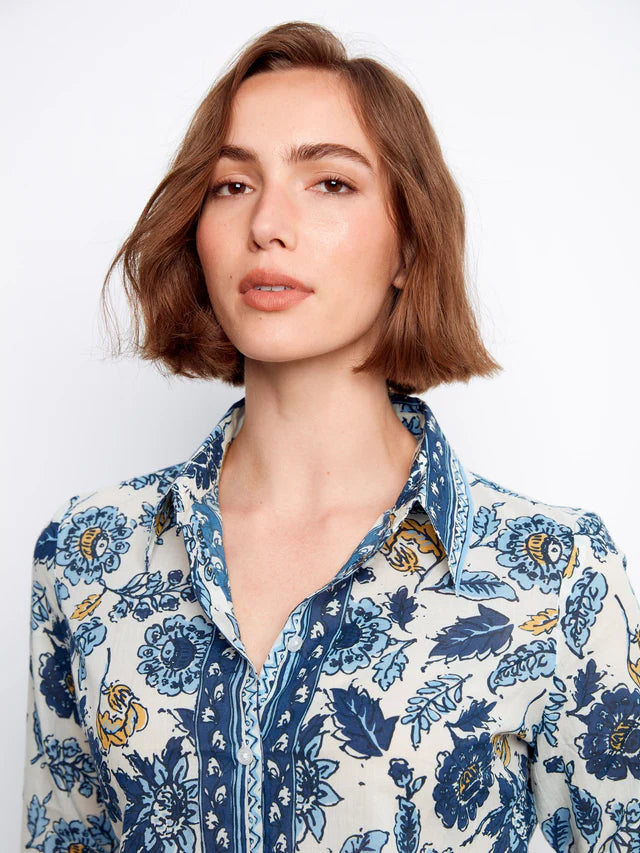 Charlie B Printed Cotton Voile Button-Up Blouse - Bloselle