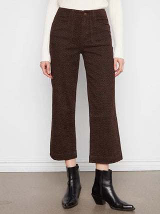 Charlie B Printed Cropped Wide Leg Stretch Twill Pants - Leopard