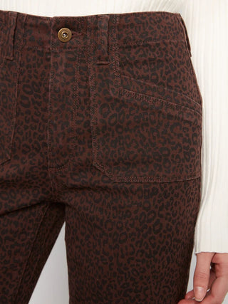 Charlie B Printed Cropped Wide Leg Stretch Twill Pants - Leopard