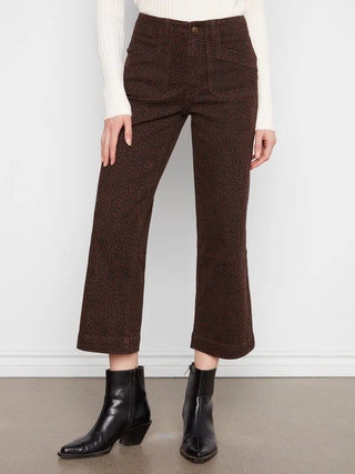 Charlie B Printed Cropped Wide Leg Stretch Twill Pants - Leopard
