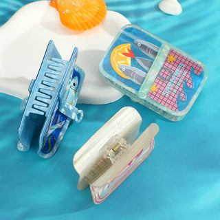 Fun Sardine Can Hair Pattern Hair Claw Clips