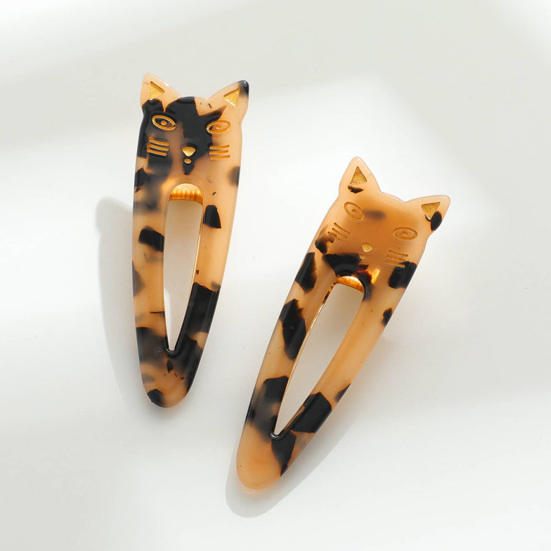 Elodie | Pointed Cat Face Barrette Hair Clip (Set of 2)