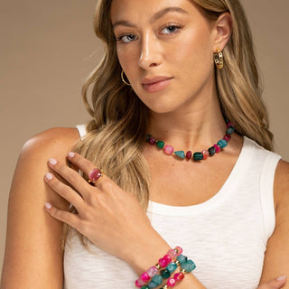 Splendid Iris Bold Tumbled Stones Statement Necklace
