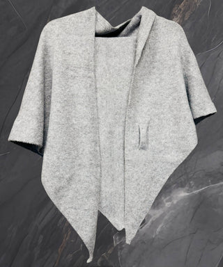 Cashmere-Blend Knit Triangle Shawl with Cross-Front Design
