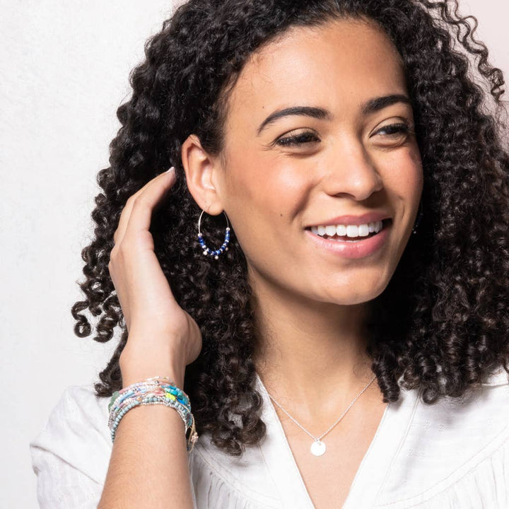 Scout Stone Disc Hoop Earring - Labradorite/Gold