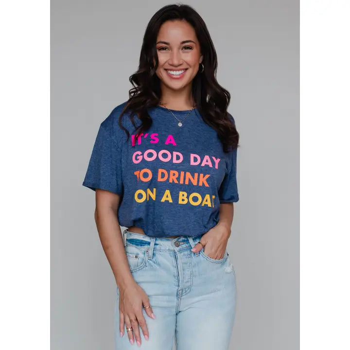 Navy Drink on a Boat Tee