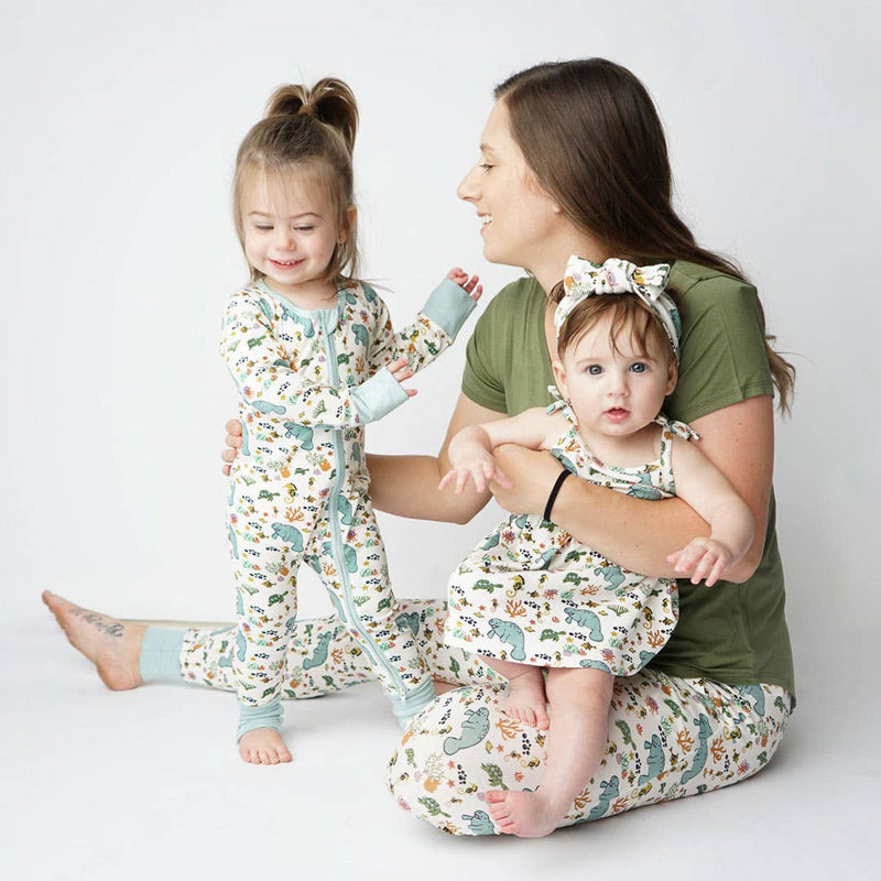 Manatee Bamboo Baby Pajamas Convertible Romper