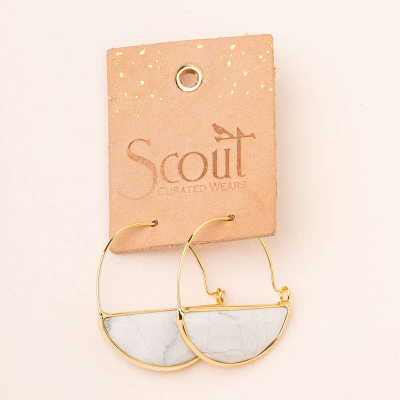 Stone Prism Hoop - Fossil Coral/Gold