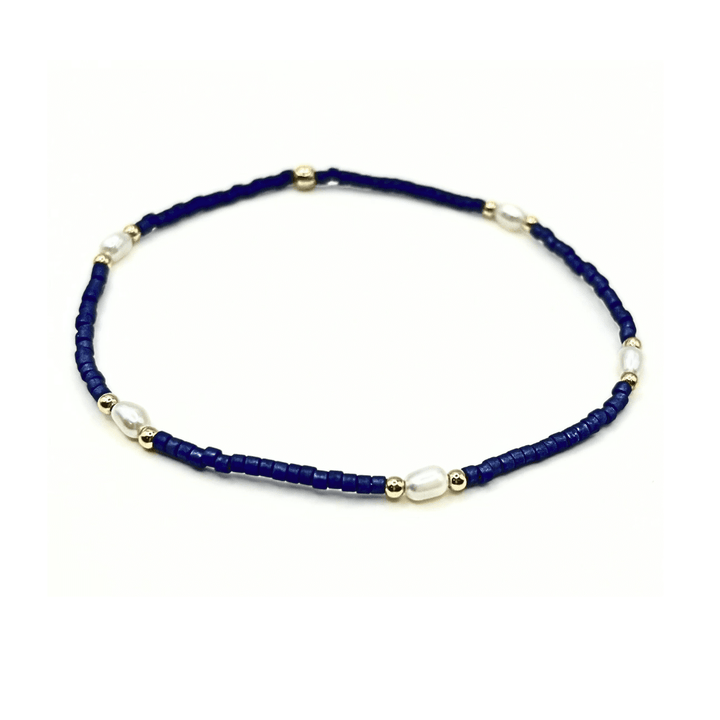 Game Day Gold-Filled &amp; Natural Rice Pearls Waterproof Bracelets