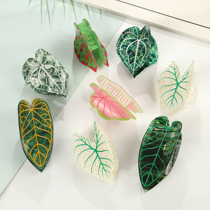 Tropical Leaf-Shape Botanical Acetate Hair Claw Clip