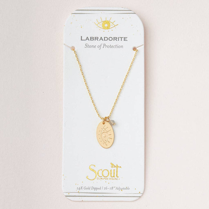 Stone Intention Charm Necklace - Labradorite/Gold