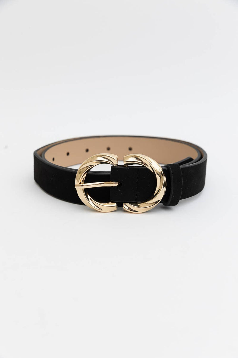 Double C Shaped Buckle Suede Belt ♾️