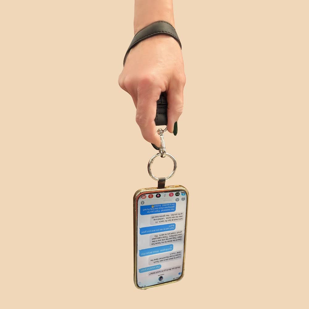 Clip &amp; Go Brushed Vegan Leather Phone Lanyard - Rfid Pouch