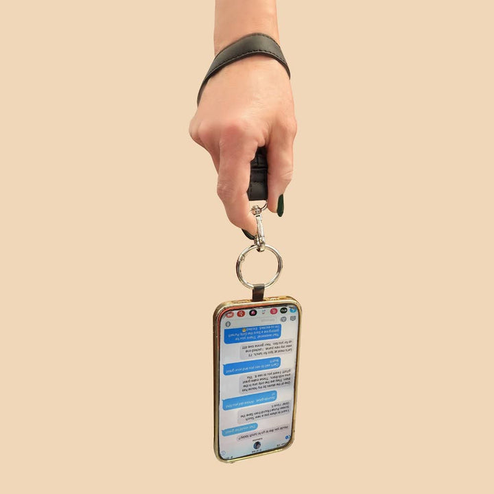 Clip &amp; Go Brushed Vegan Leather Phone Lanyard - Rfid Pouch