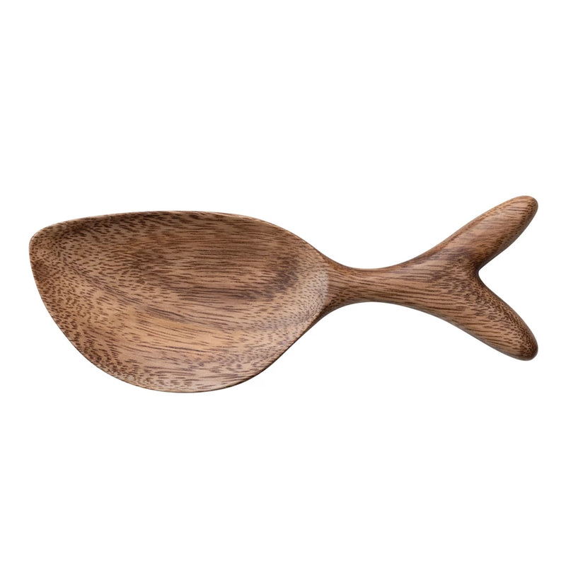 7" Acacia Wood Fish Shaped Dish, Natural
