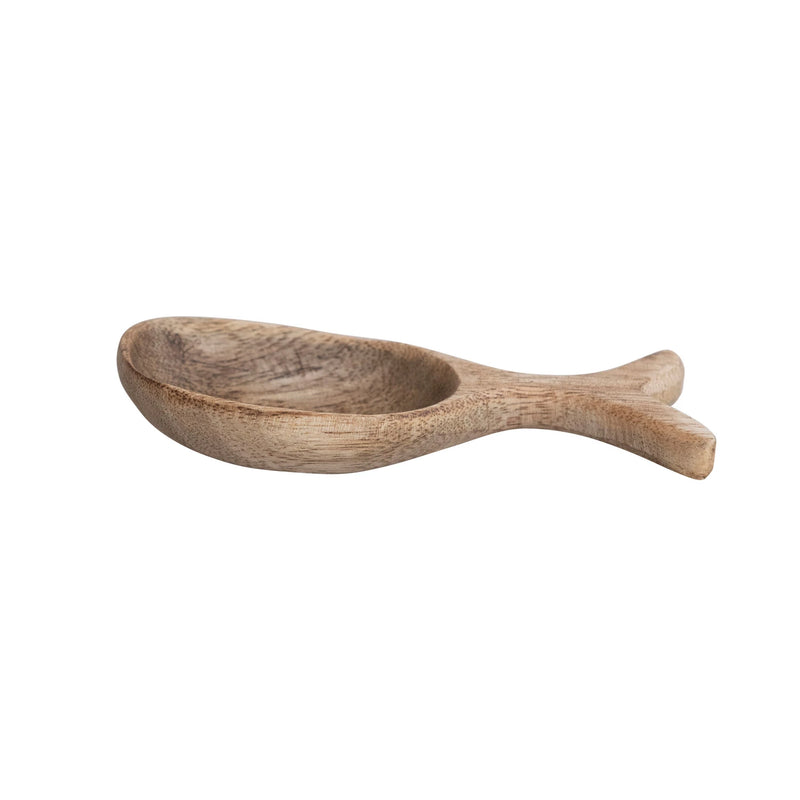 5"L Mango Wood Fish Shaped Spoon/Scoop, Natural