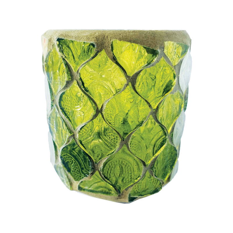 Recycled Glass Mosaic Tealight/Votive Holder - Green