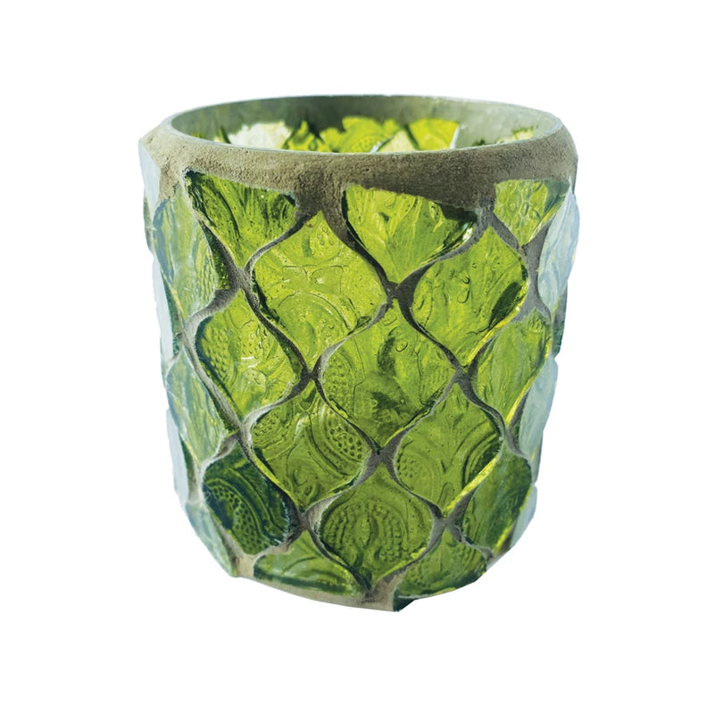 Recycled Glass Mosaic Tealight/Votive Holder - Green