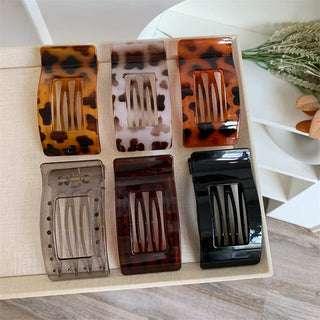 Elegant Rectangle Tortoiseshell & Solid Color Hair Clips