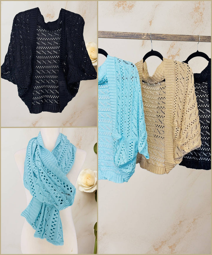 Two-Way Hollow Out Open-Front Sweater/Scarf