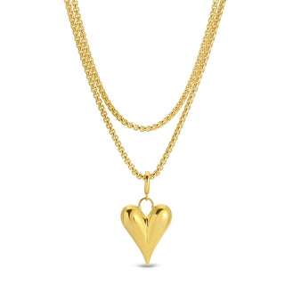 Splendid Iris Long Or Doubled Up Elongated Bubble Heart Necklace