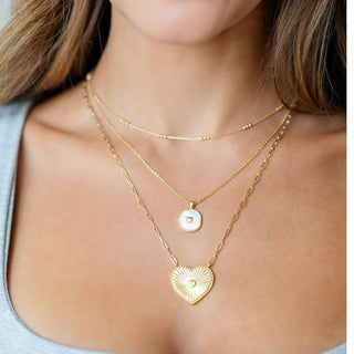 Splendid Iris Shell With Heart Pendant Necklace