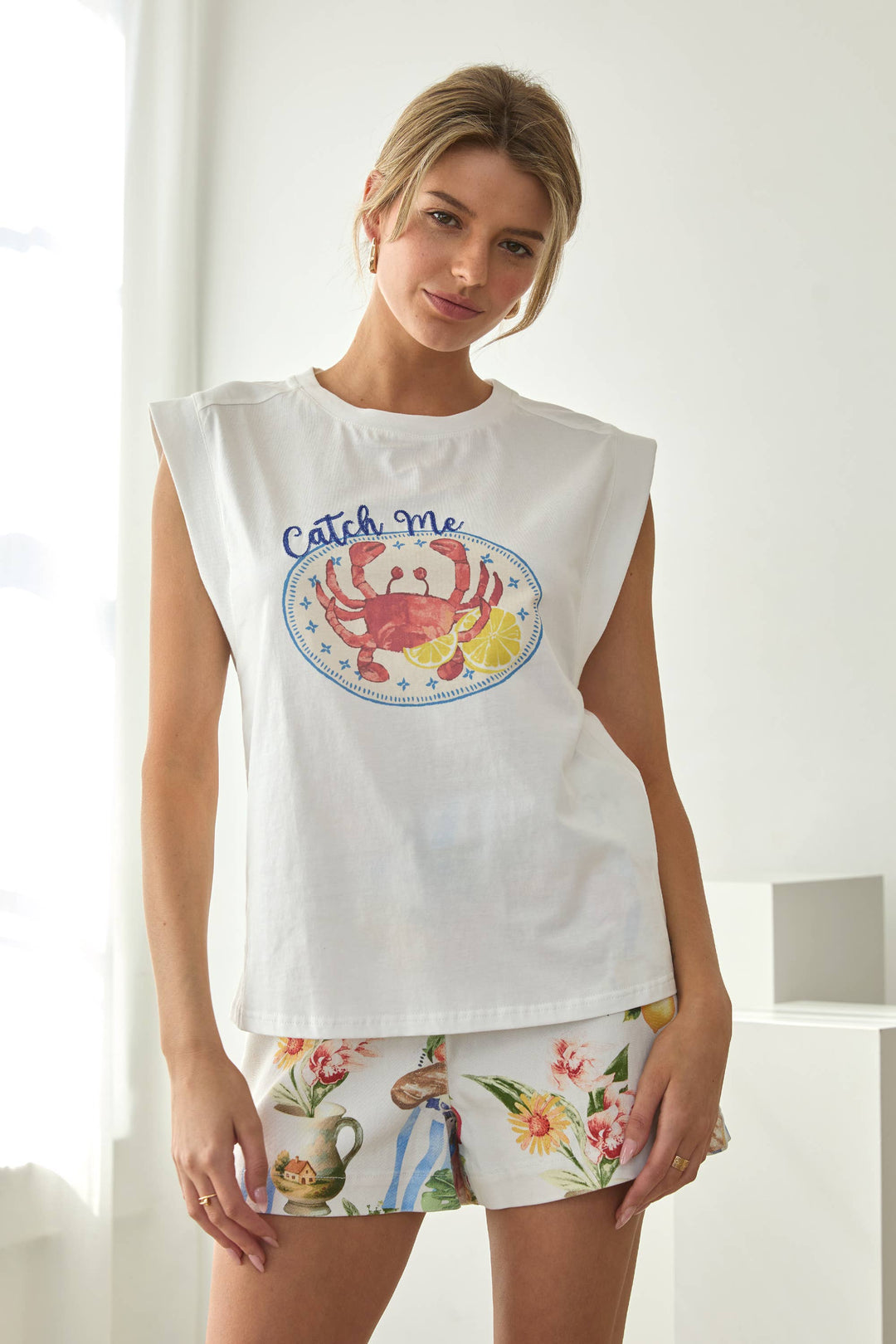 Catch Me in Capri Graphic Sleeveless Tee