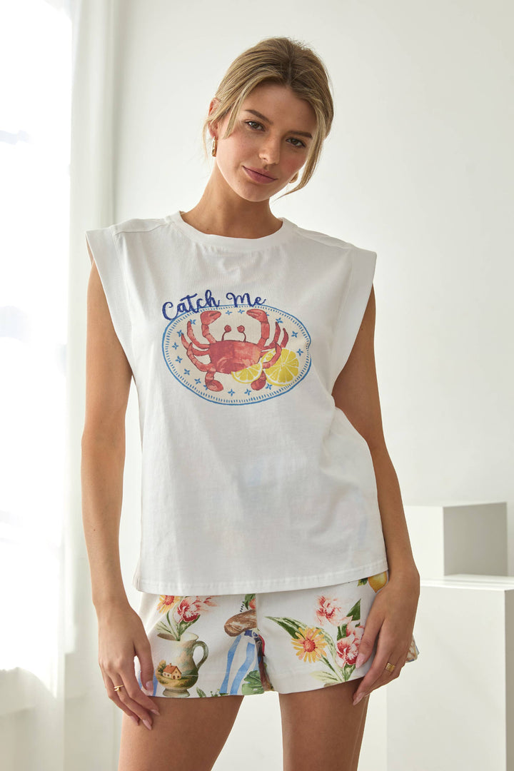 Catch Me in Capri Graphic Sleeveless Tee