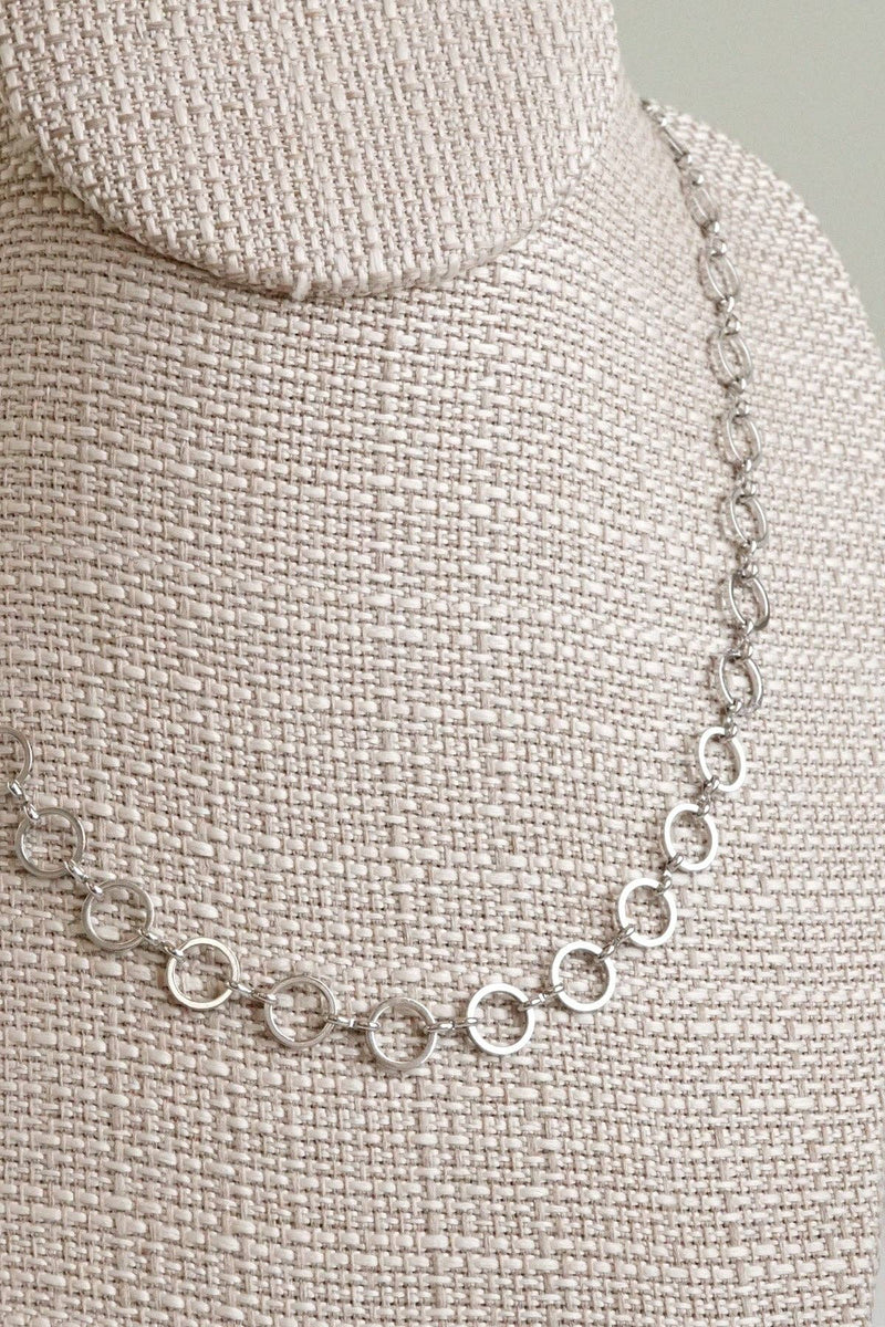 Small circle hoop links dainty chain necklace Gold Silver