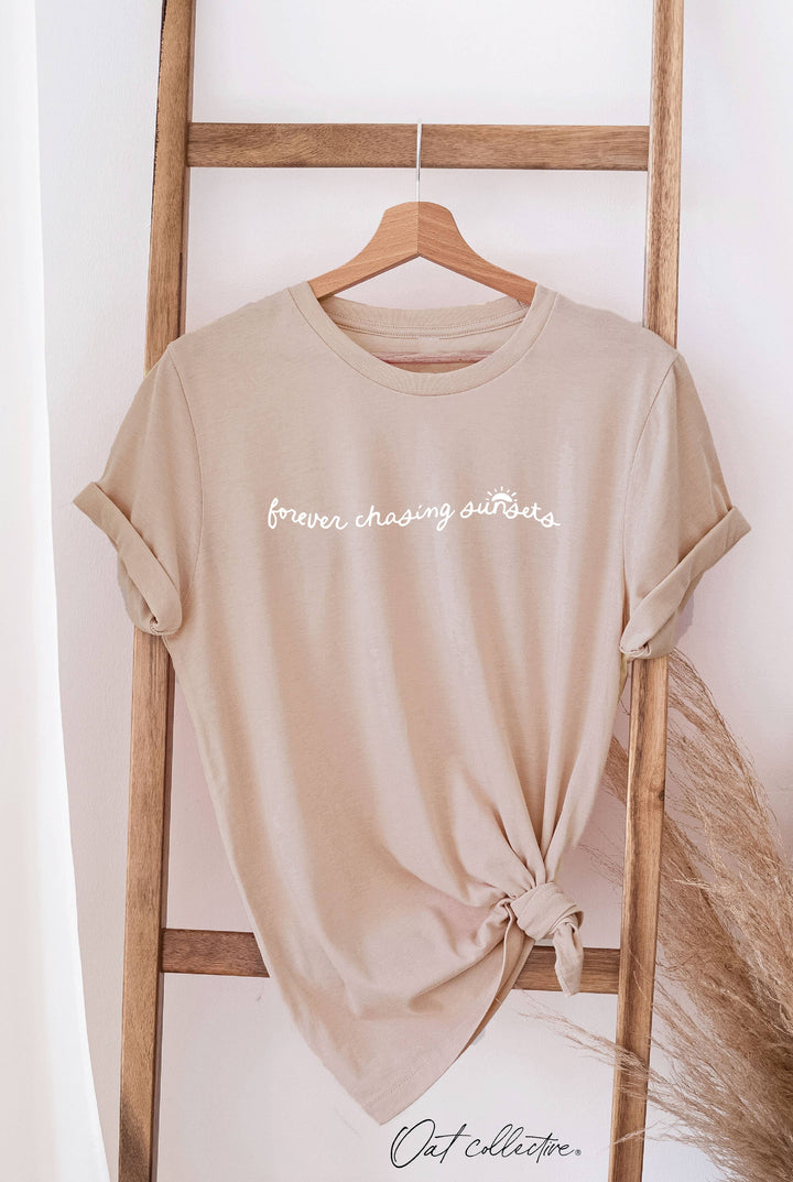 FOREVER CHASING SUNSET Graphic T-shirt - Tan