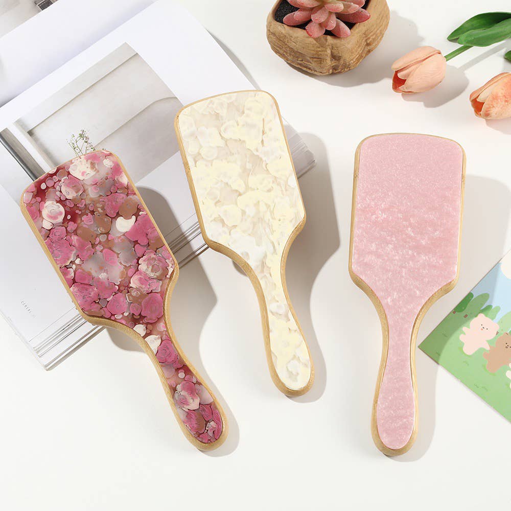 Natural Bamboo Air Cushion Hair Brush with Acetate
