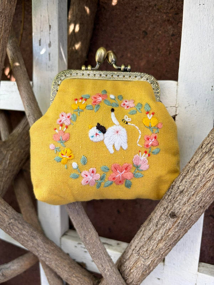 Cat Embroidered Coin Purse  ✅