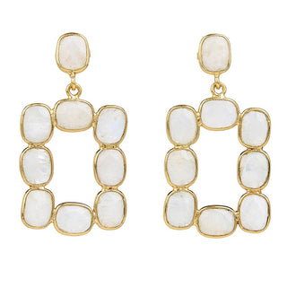 Elyssa Bass Designs Moonstone rectangular bezel open drop earrings