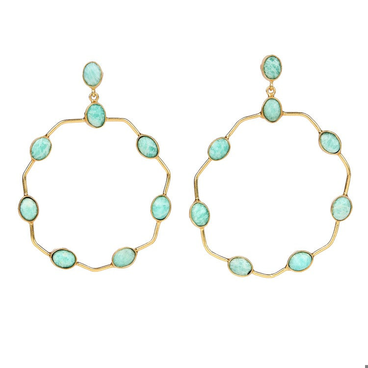 Elyssa Bass Designs Amazonite large open statement hoops