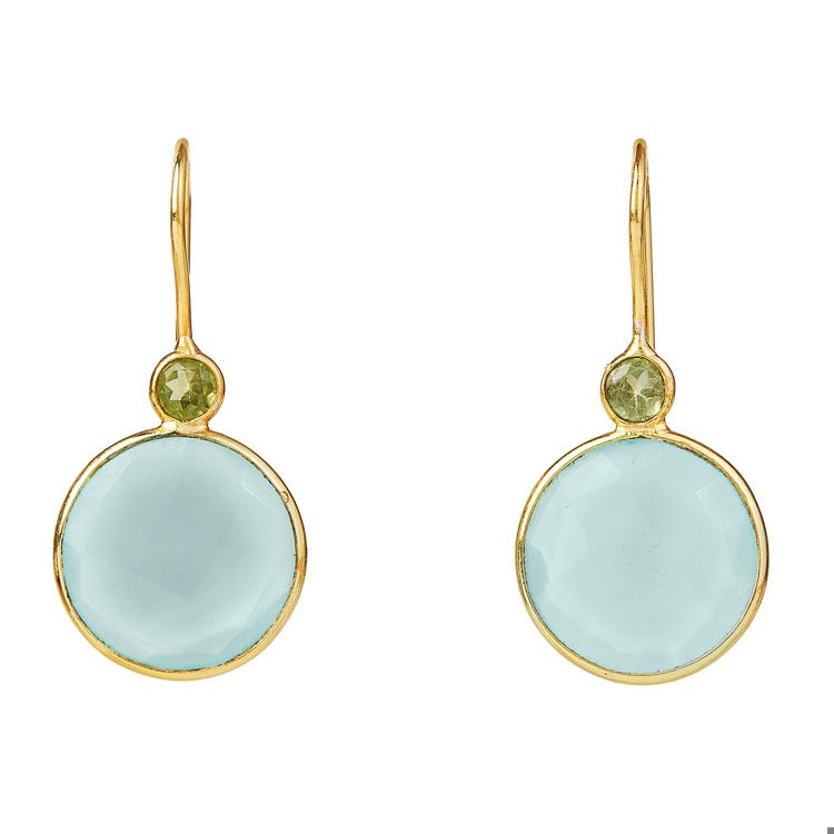 Elyssa Bass Designs Chalcedony &amp; Peridot double round earrings