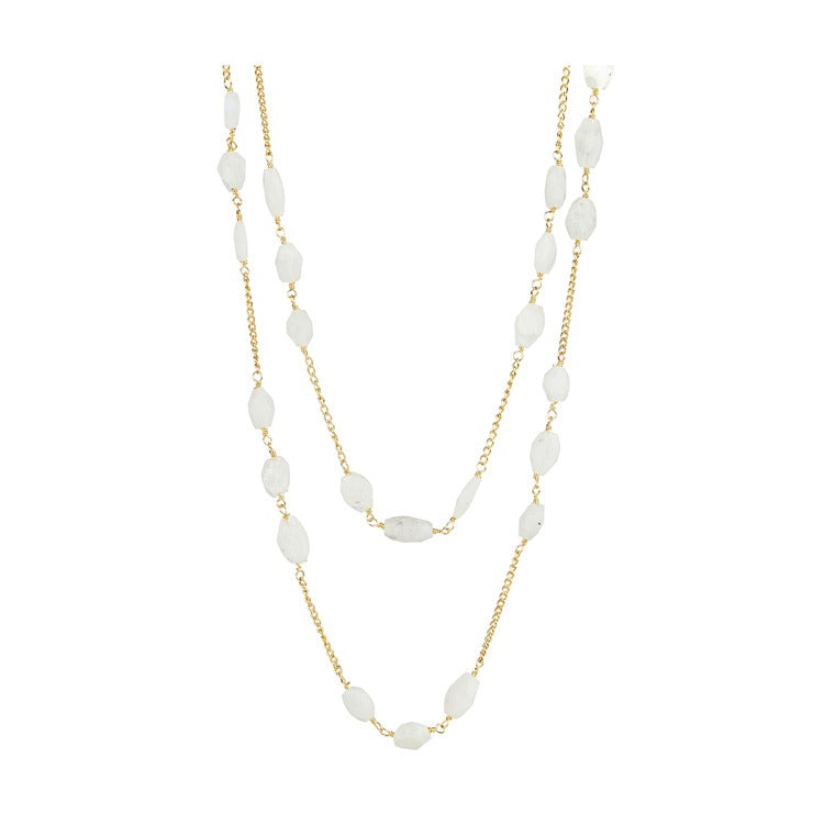 Elyssa Bass Designs Moonstone ovals with gold chain necklace, 36"