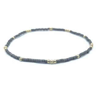 Erin Gray - 2mm Newport GRAPHITE + Gold Filled Waterproof Bracelet