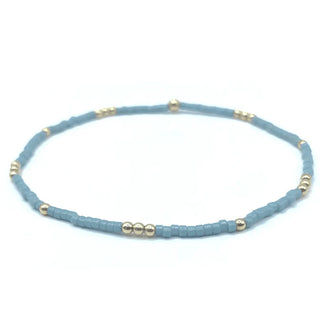 Erin Gray - 2mm Newport PALE TURQUOISE Blue + Gold Filled Waterproof Bracelet