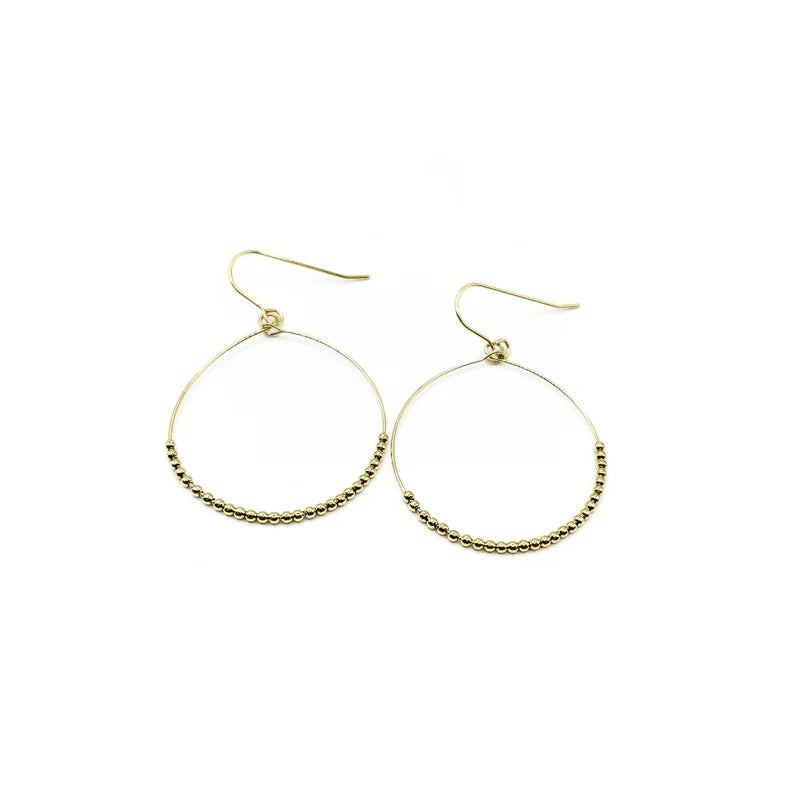 Erin Gray - Gold-Filled Simple Beaded Hoop Danglers - Waterproof