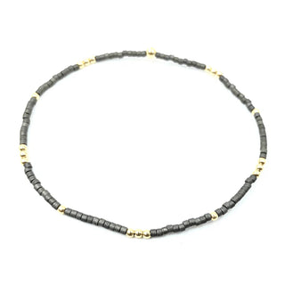 Erin Gray - 2mm Newport GRAPHITE + Gold Filled Waterproof Bracelet