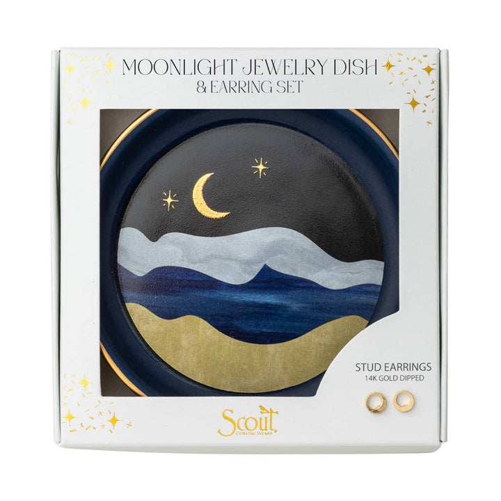 Jewelry Dish &amp; Stud Earring Set - Moonlight/Midnight Blue