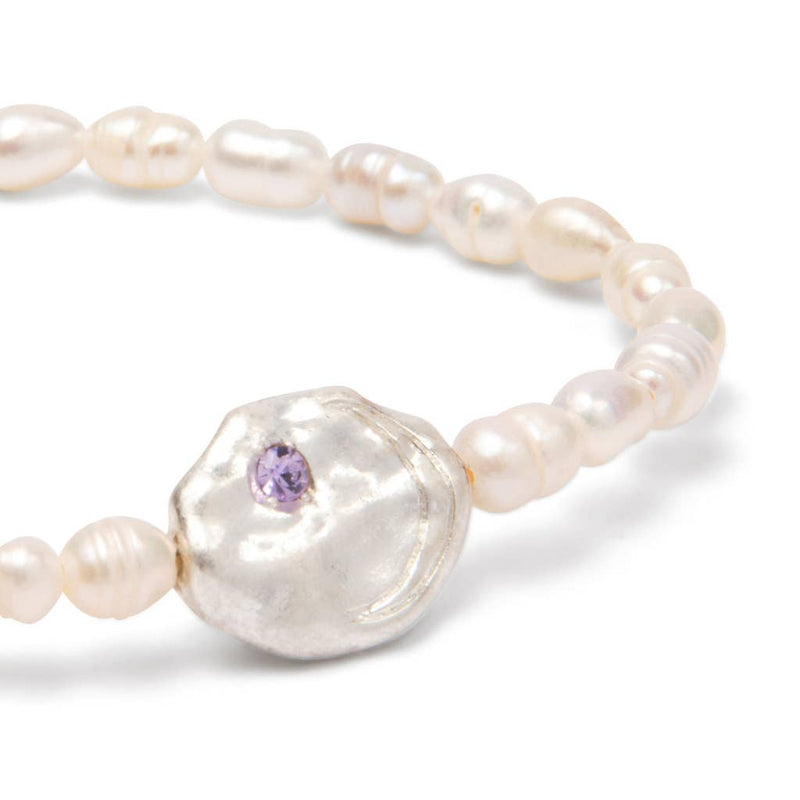 Pearl Affirmation Bracelet - Protection/Silver