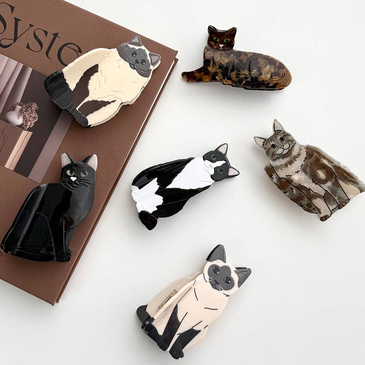 Playful Cat Hair Clip, Animal Acetate Hair Claw