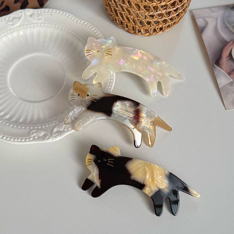 Playful Cat Hair Clips, Animal - Inspired Acetate Hair Claw