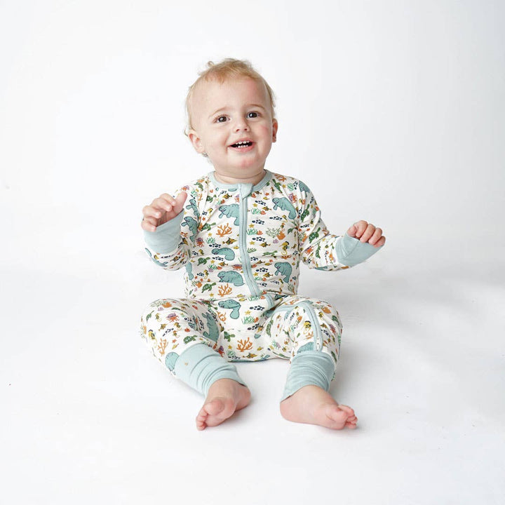 Manatee Bamboo Baby Pajamas Convertible Romper