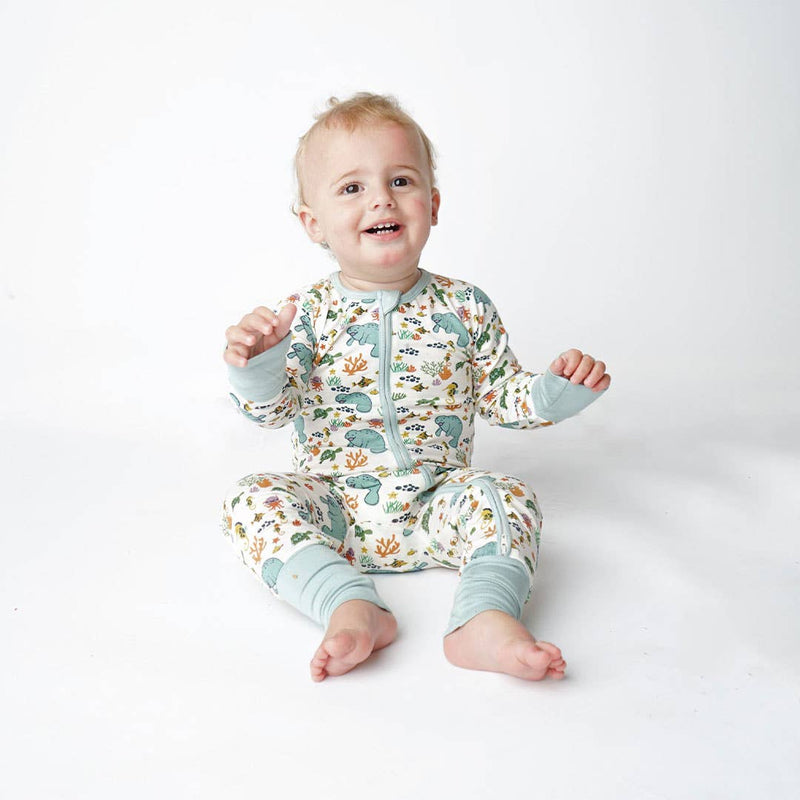 Manatee Bamboo Baby Pajamas Convertible Romper